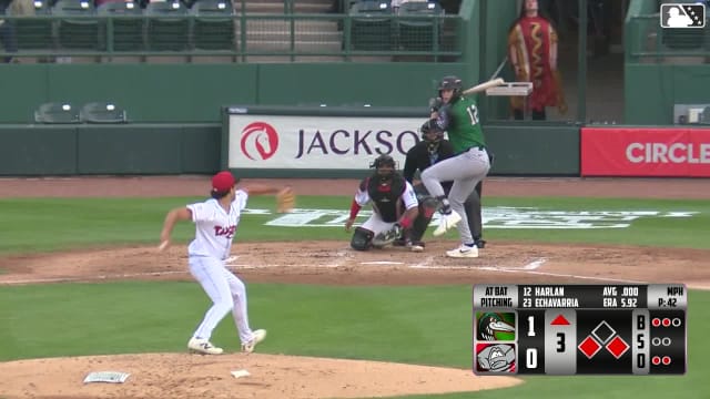 Chase Harlan singles on a ground ball to left fielder Nate Nankil. Jose D. Hernandez scores. Eduardo Quintero to 2nd.