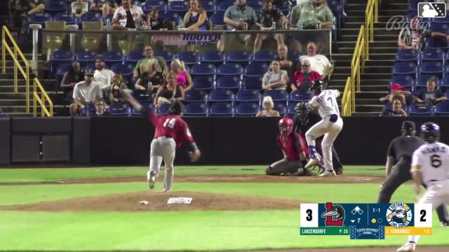 Dauri Fernández doubles (7) on a sharp ground ball to left fielder Charles Davalan, deflected by third baseman Mairo Martinus. Tommy Hawke scores.