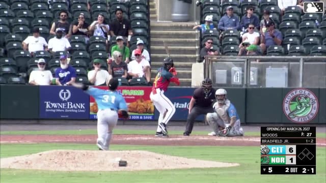 Enrique Bradfield Jr. homers (4) on a fly ball to left field.