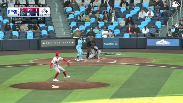 Slade Caldwell homers (5) on a line drive to right field. Modeifi Marte scores.