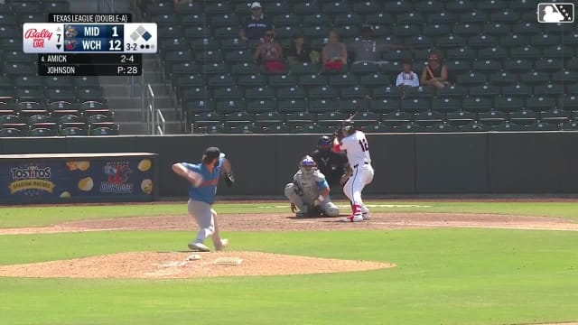 Billy Amick homers (23) on a fly ball to left center field. Marek Houston scores.