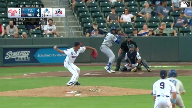 Josue De Paula singles on a ground ball to pitcher Darren Bowen. Taylor Young scores. Josue De Paula to 2nd. Throwing error by pitcher Darren Bowen.