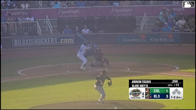 Andrew Fischer homers (2) on a fly ball to right field.