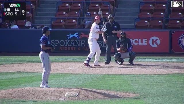 Tanner Thach doubles (9) on a fly ball to center fielder Jakey Josepha. Roldy Brito scores.