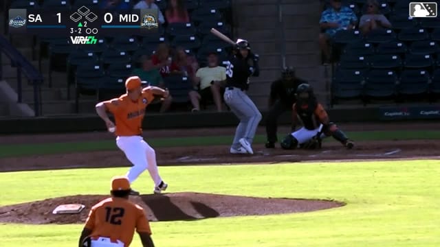Braedon Karpathios homers (8) on a fly ball to left field.
