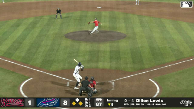 Dillon Lewis singles on a line drive to right fielder Dylan Campbell. Cam Cannarella scores. Juan Matheus to 3rd.