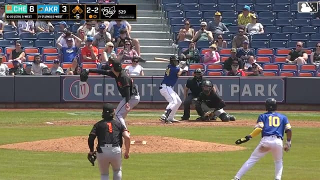 Ralphy Velazquez doubles (9) on a line drive to left fielder Frederick Bencosme. Jose Devers scores.