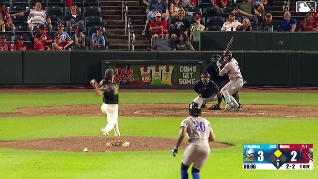 Demetrio Crisantes doubles (4) on a fly ball to left fielder Travis Honeyman. Manuel Pena scores.