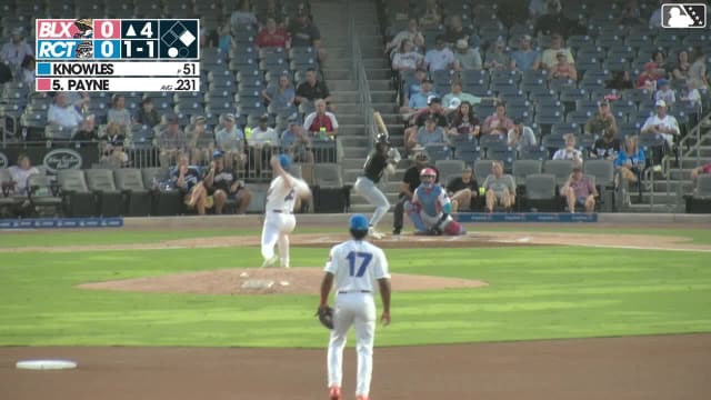 Braylon Payne doubles (1) on a sharp line drive to right fielder Eddie Micheletti Jr. Jesús Made scores. Braylon Payne to 3rd.