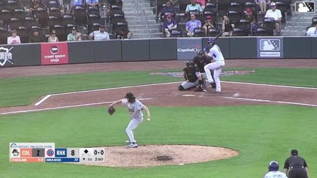 Owen Ayers doubles (14) on a sharp line drive to left fielder Logan Braunschweig. Jefferson Rojas scores.