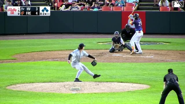 Wehiwa Aloy singles on a line drive to center fielder Luis Durango. Colin Tuft scores. Enrique Bradfield Jr. scores. Douglas Hodo III to 3rd.