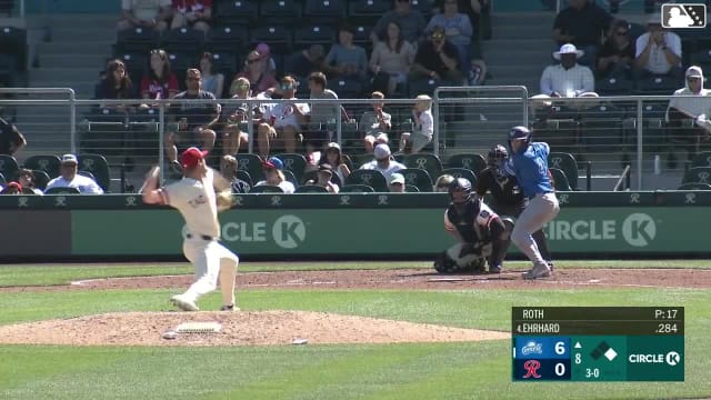 Zach Ehrhard homers (15) on a fly ball to left field. Ryan Ward scores.