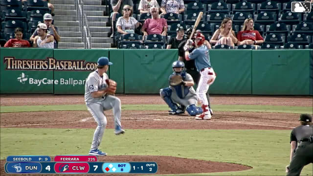 Matthew Ferrara singles on a ground ball to right fielder Raimundo De Los Santos. Cade Climie scores.
