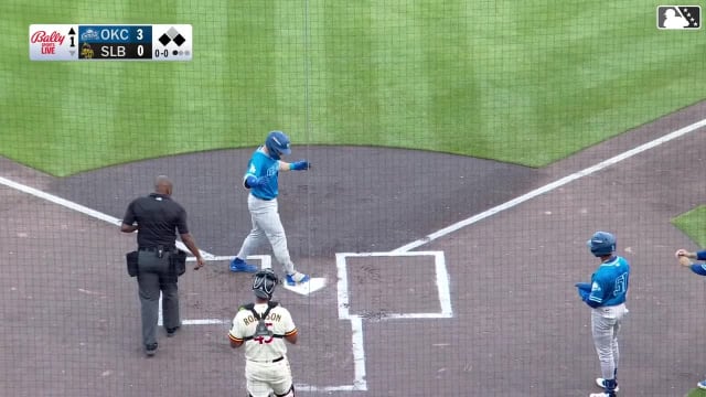 Dalton Rushing laces a three-run homer to right field
