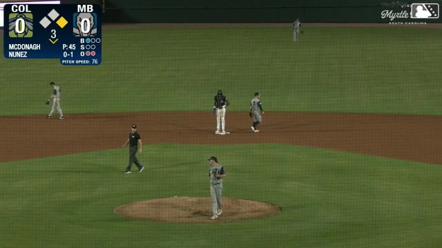 Juan Tomas steals his first base