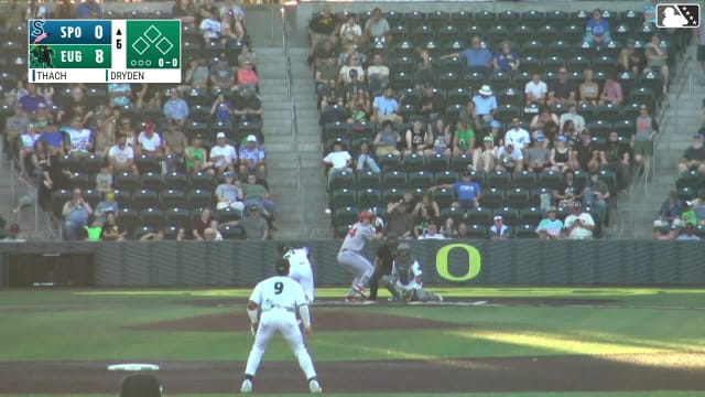 Tanner Thach homers (1) on a fly ball to center field.