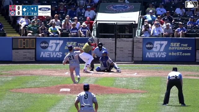 Jose Escobar singles on a ground ball to center fielder Yasser Mercedes. Josiah Hartshorn scores.