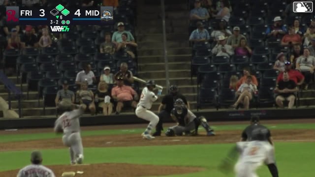 Leo De Vries singles on a sharp ground ball to right fielder Keith Jones II, deflected by second baseman Frainyer Chavez. Clark Elliott scores. Ryan Lasko to 3rd.
