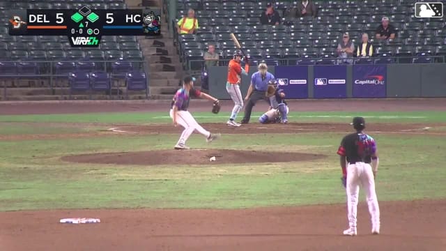 Jordan Sanchez singles on a line drive to center fielder Jose Pirela. Jose Perez scores. Braylon Whitaker to 2nd.