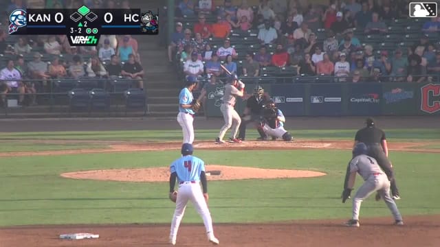 Landon Hodge singles on a ground ball to center fielder Angel Abreu. Jake Berkland scores.