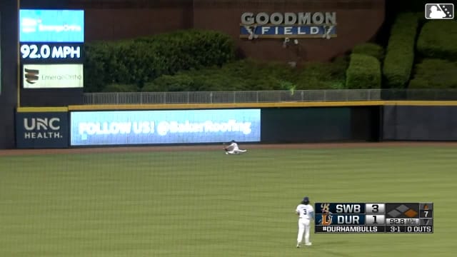 Kameron Misner goes full extension to make a catch