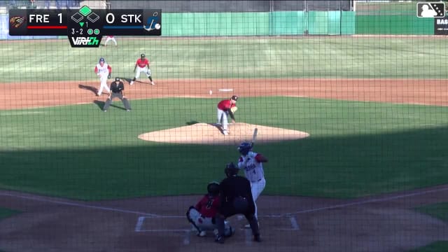 Breyson Guedez doubles (20) on a ground ball to left fielder Yeiker Reyes. Bobby Blandford scores.