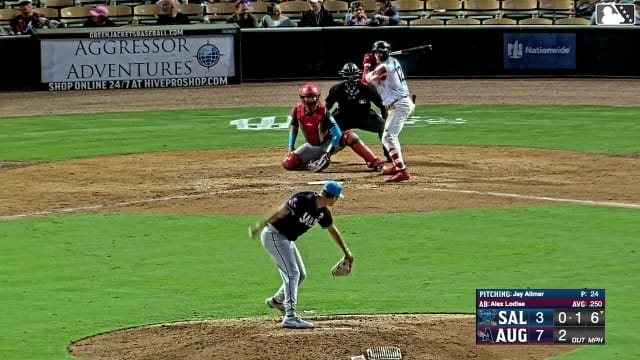 Alex Lodise homers (15) on a fly ball to left field. Michael Martinez scores.
