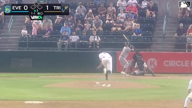 Luke Stevenson homers (18) on a fly ball to left center field.