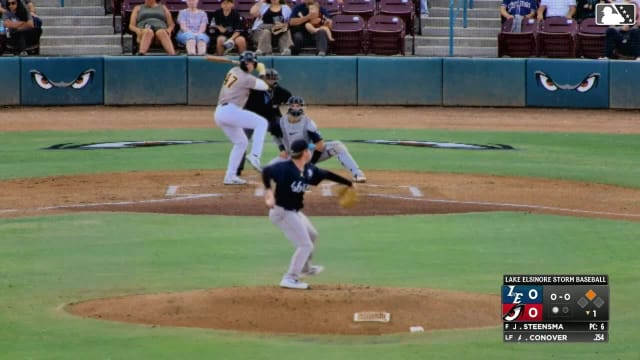 Alex Conover singles on a ground ball to right fielder Hayden Yost. Elliot Lascelles scores.