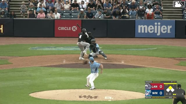 Breyson Guedez singles on a line drive to center fielder Jackson Strong. Myles Naylor scores.