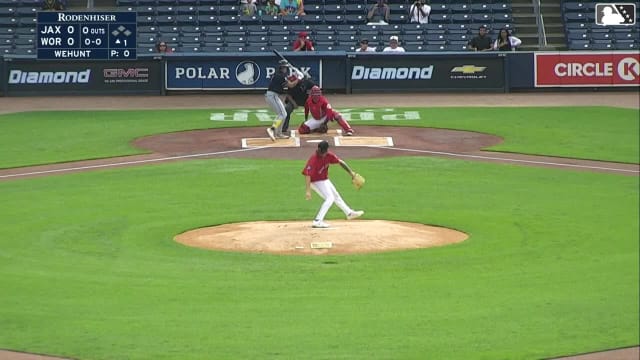 Cam Cannarella homers (1) on a fly ball to center field.