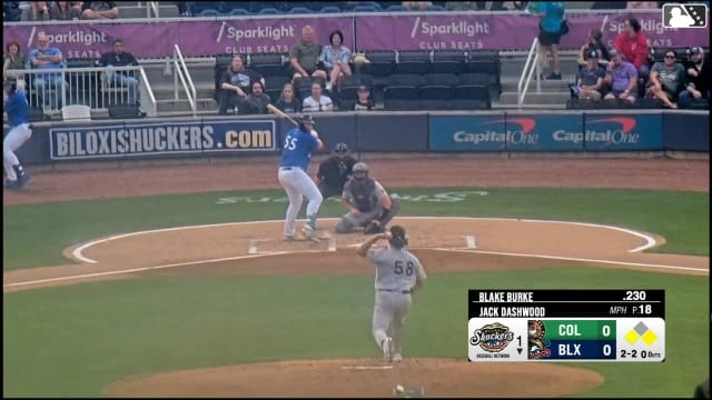 Blake Burke singles on a line drive to center fielder Lizandro Espinoza. Dylan O'Rae scores. Jesús Made to 2nd.