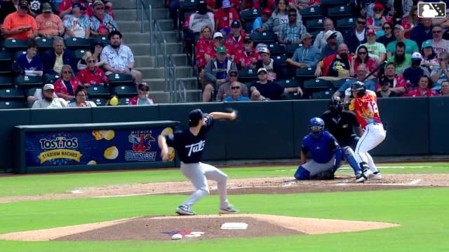 Billy Amick homers (12) on a fly ball to left field.