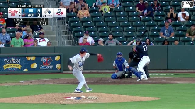 Billy Amick homers (20) on a fly ball to left center field. Khadim Diaw scores.