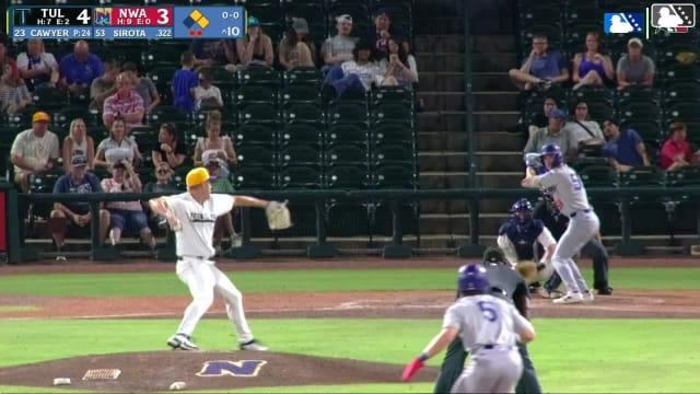 Mike Sirota doubles (8) on a sharp line drive to center fielder Carson Roccaforte. Kole Myers scores. Sean McLain scores.