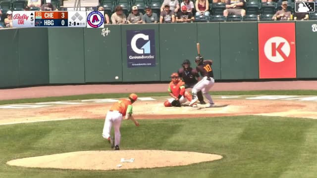 Aron Estrada homers (23) on a fly ball to left center field.