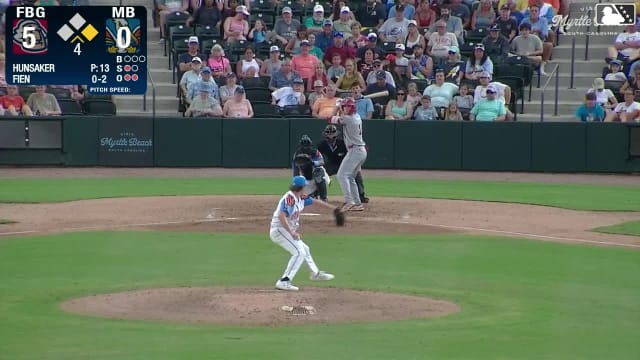Gavin Fien doubles (9) on a sharp line drive to center fielder Derik Alcantara. Jordan Williams scores.