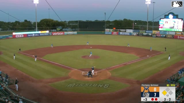 Braedon Karpathios singles on a line drive to center fielder Pedro Pineda. Kai Roberts scores.