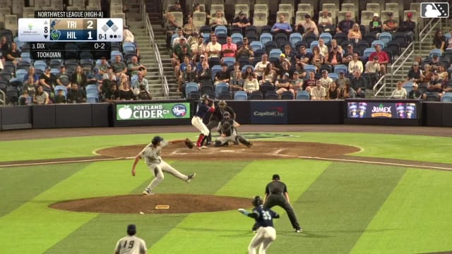 JD Dix doubles (11) on a sharp fly ball to center fielder Hayden Alvarez. Yerald Nin scores.