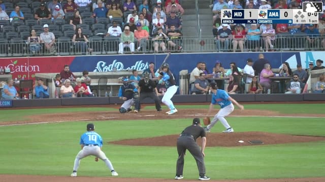 Demetrio Crisantes triples (1) on a sharp line drive to center fielder Ryan Lasko. Danny Serretti scores. Cristofer Torin scores.