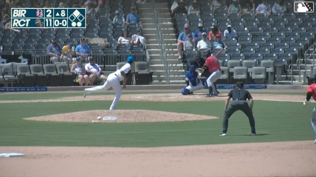 Braden Montgomery out on a sacrifice fly to center fielder Raudi Rodriguez. Adam Fogel scores.