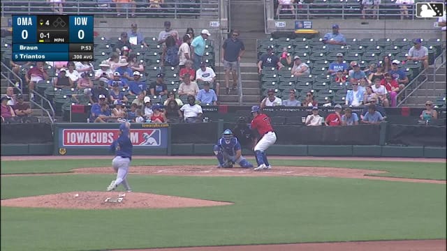 James Triantos homers (9) on a fly ball to center field.