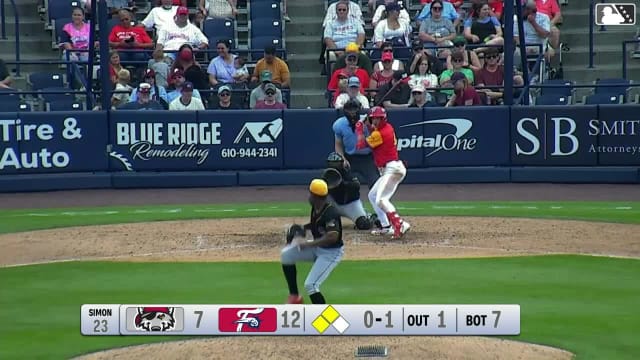 Bryan Rincon homers (26) on a fly ball to right field. Raider Tello scores. Luis Caicuto scores.