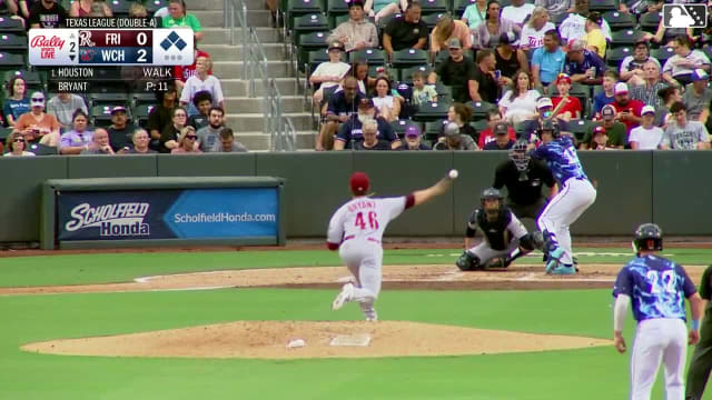 Marek Houston singles on a sharp line drive to left fielder Dylan Dreiling. Poncho Ruiz scores. Graham Brown to 3rd. Quinn McDaniel to 2nd.