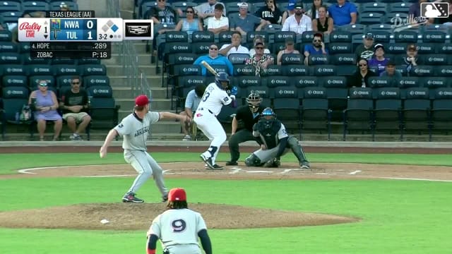 Zyhir Hope homers (22) on a fly ball to right field. Mike Sirota scores.