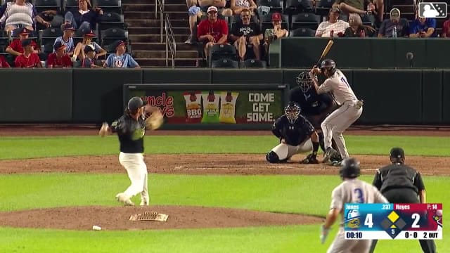 Druw Jones doubles (8) on a line drive to center fielder Miguel Ugueto, deflected by left fielder Travis Honeyman. Demetrio Crisantes scores.