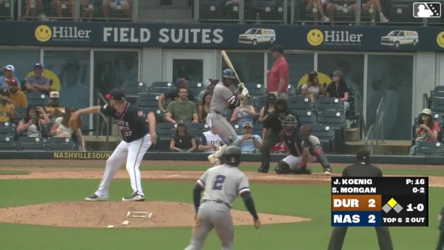 Tre' Morgan singles on a line drive to right fielder Luis Matos. Jonny DeLuca scores.