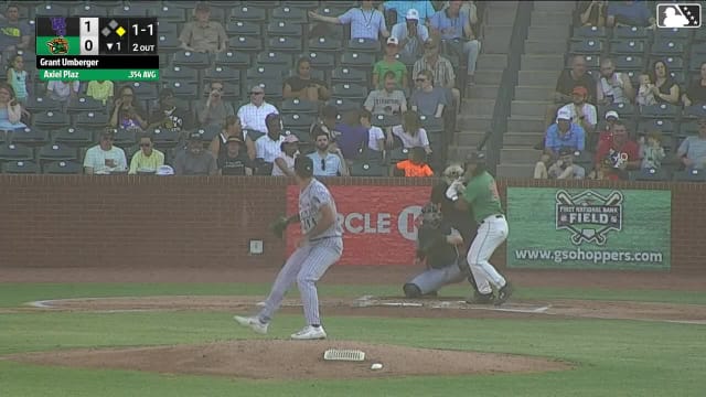 Axiel Plaz homers (8) on a line drive to right center field. Murf Gray scores.