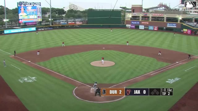 Homer Bush Jr. homers (3) on a fly ball to left center field.