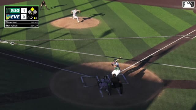 Luke Stevenson doubles (22) on a line drive to right fielder Jose Astudillo. Ricardo Cova scores.